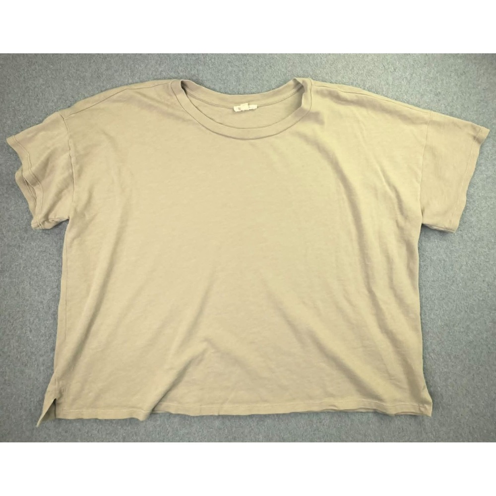 EILEEN FISHER Crewneck Tee Womens Size 2x Organic Cotton Sand Beige Short Sleeve